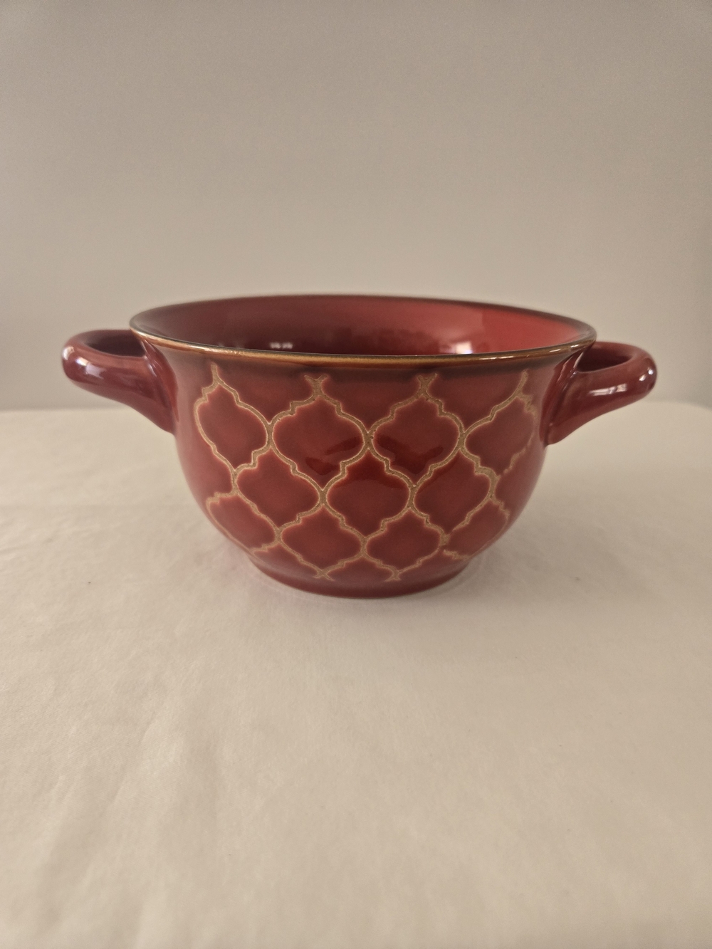 Crock•Pot Red Ceramic Soup Bowl with Handles